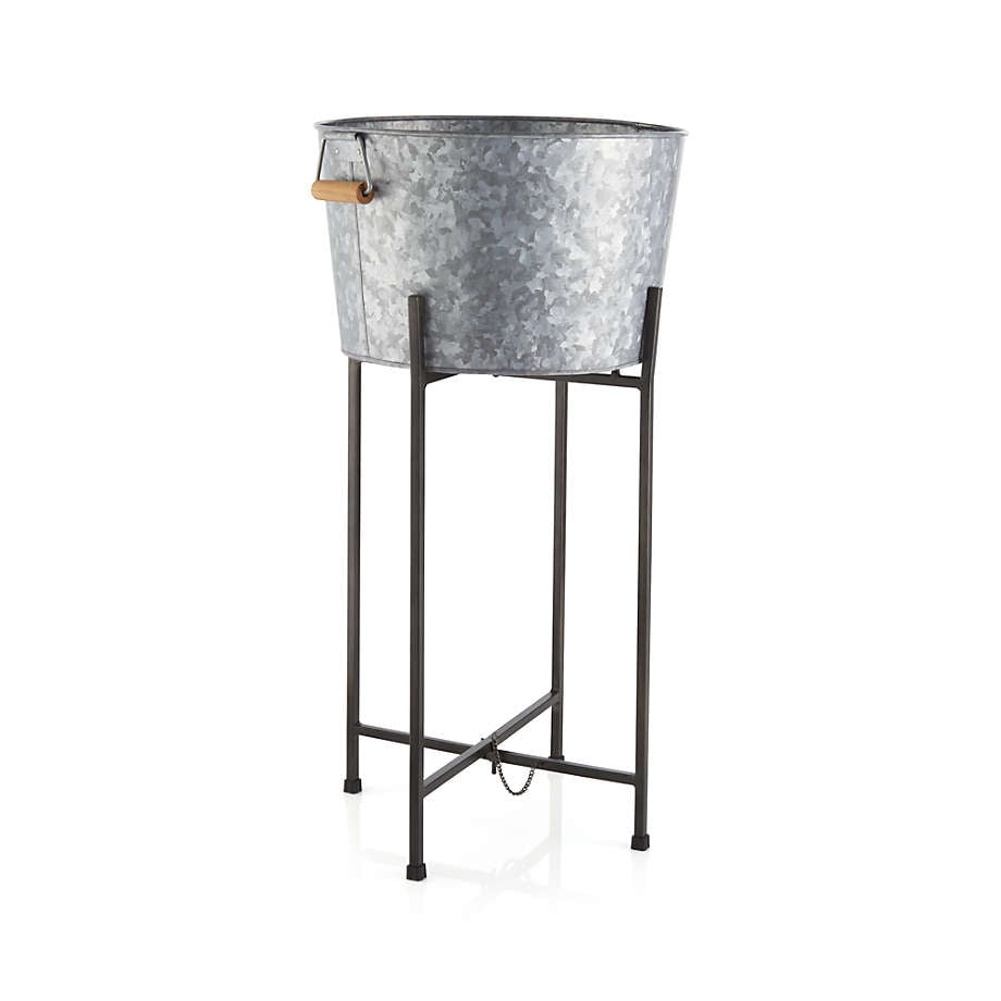 Galvanized Beverage Tub with Black Stand
