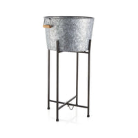 Galvanized Beverage Tub with Black Stand