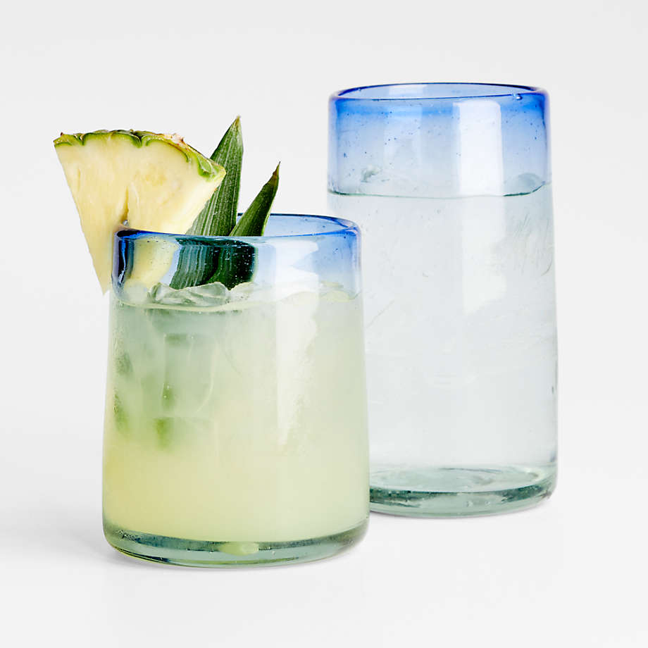 Pacifico Blue Rim Double Old-Fashioned Glass